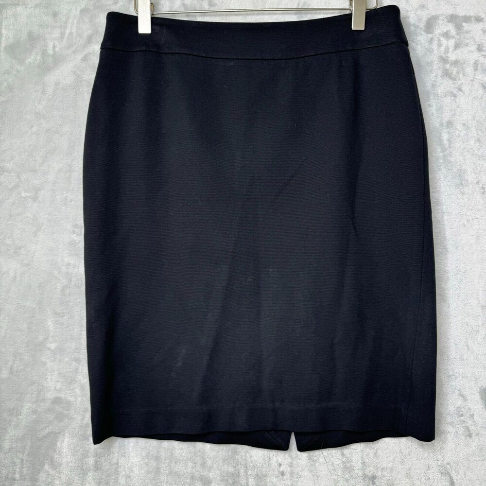 Talbots Skirt Womens 6 Black Ponte Knit Pencil Stretch Back Zip Career Work